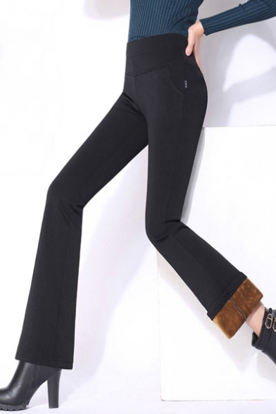 Women's Elastic Waist OL Style Plain Casual Office Pants