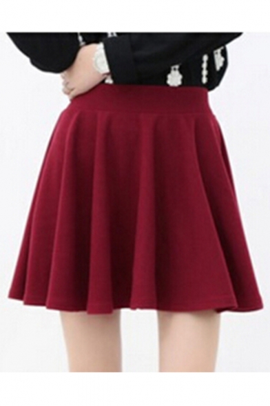 Women's High Rise A-Line Plain Pleated Mini Skirt