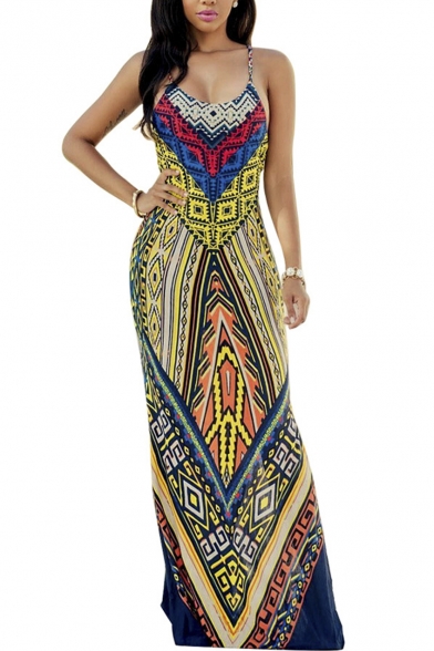 aztec print maxi dress