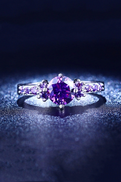 Chic Elegant Purple Zircon Embellished Ring