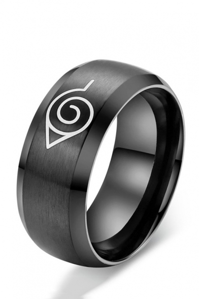 Unisex Fashion Cartoon Ninja Symbol Printed Titanium Steel Ring