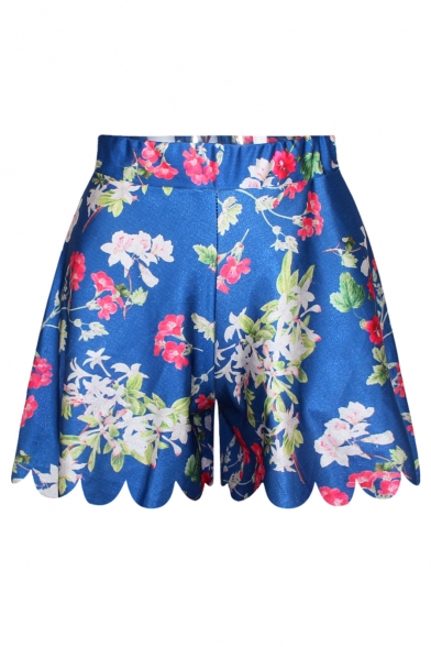 Women's Summer New Partysu Casual Printed Elastic Waist Plus Shorts