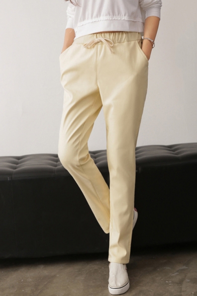 Fashion Drawstring Waist Plain Skinny Leisure Harem Pants