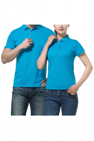 Basic Polo Short Sleeve Casual Sports Tee for Couple