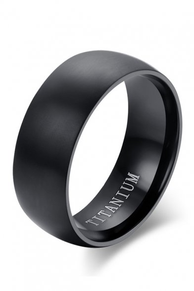 Fashion Unisex TITANIUM Letter Printed Classic Black Ring