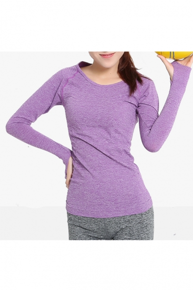 Popular Raglan Long Sleeve Plain Sport Yoga T-Shirt Top