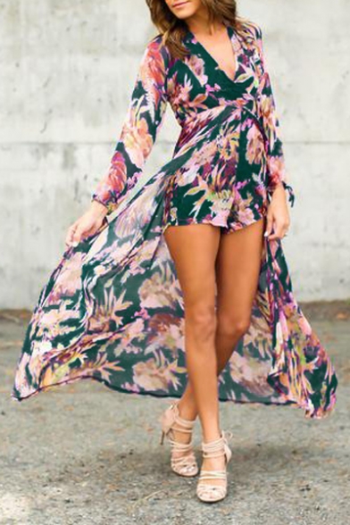short jumpsuit with maxi overlay