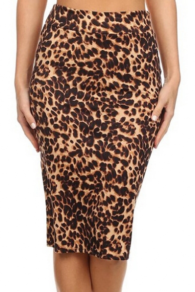 leopard print midi pencil skirt