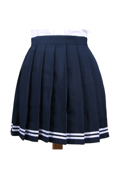 Popular Plain Mini A-line Pleated Skirt Uniform - Beautifulhalo.com