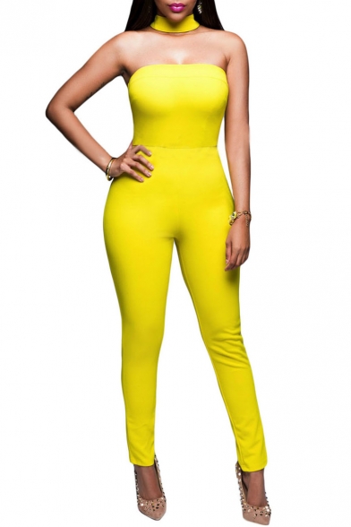 yellow bodycon jumpsuit
