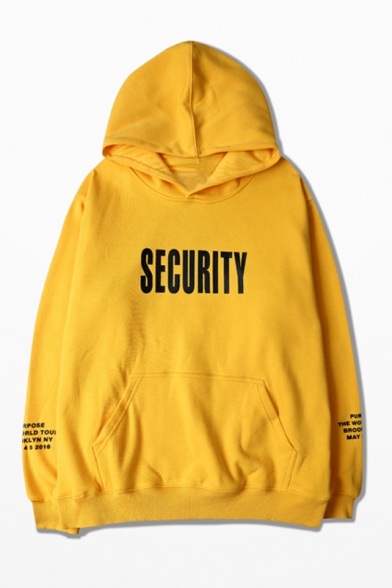 Fashion Unisex Hooded SECURITY/PURPOSE TOUR Letter Printed Hoodie Sweatshirt with One Pocket