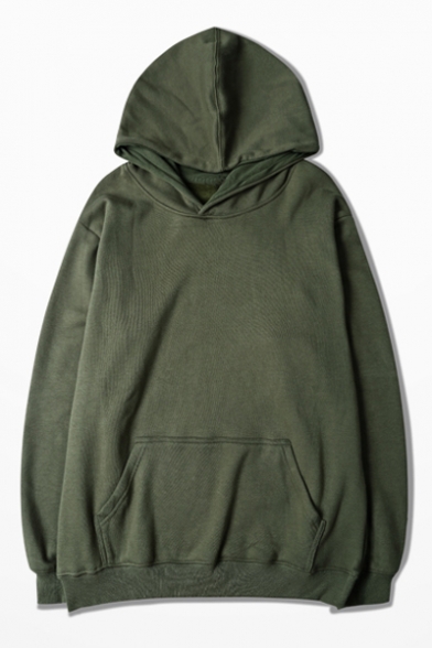 Oversized Unisex Hooded Plain Long Sleeve Hoodie Sweatshirt with One Kangaroo Pocket