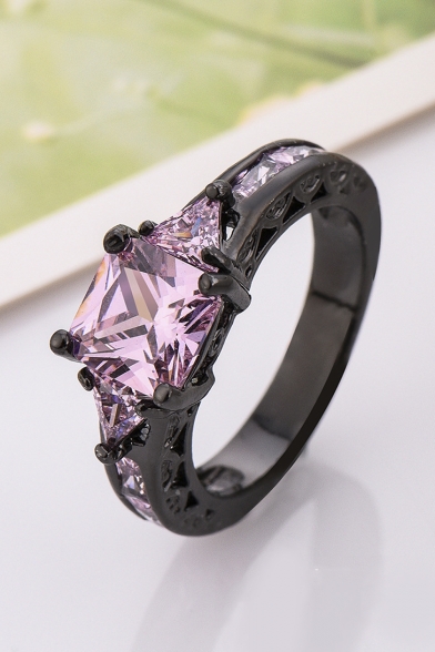 Fashion Women's Zircon Black Gold Ring