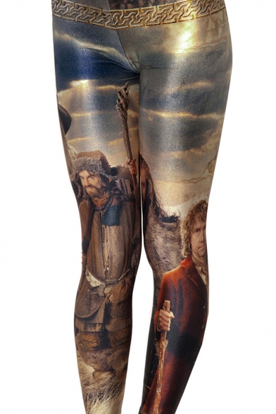 Film The Hobbit Character Print Mid Rise Fashion Leggings