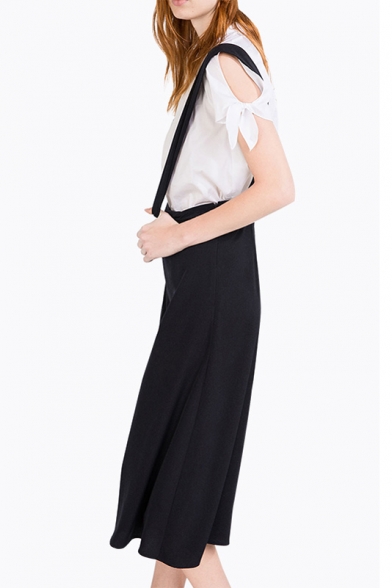 Women's Casual Plain Cropped Wide Leg Overalls