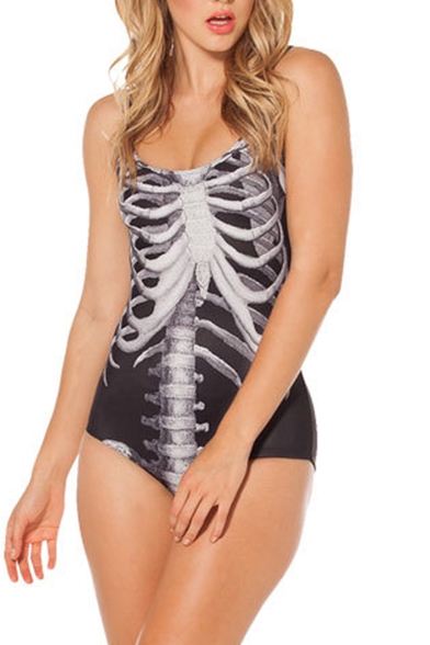 Special Skull Print One Piece Swimsuit