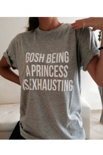Fashion Street Style Letter Print Round Neck Short Sleeve Casual Tee for Couple
