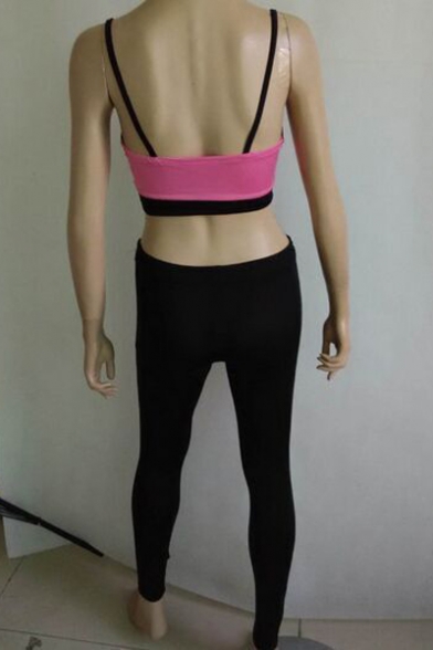New Fashion Color Block Cropped Cami Top Skinny Pants Sports Co-ords