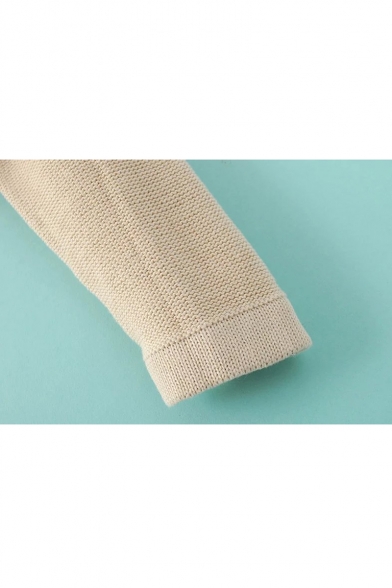 Single Breasted Raglan Long Sleeve Round Neck Drawstring Hem Plain Cropped Cardigan