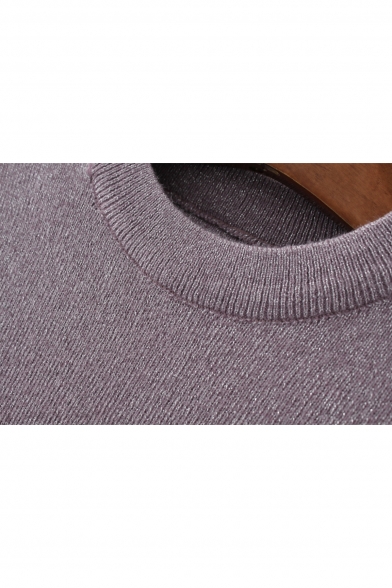 Fashion Short Sleeve Round Neck Plain Pullover Sweater