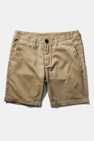 New Arrival Plain Straight Legs Casual Shorts with Slanting Pockets