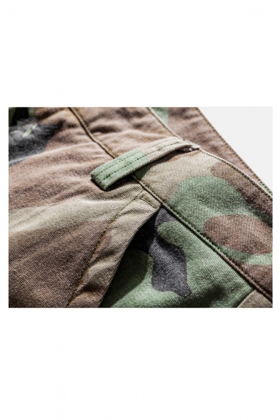 Summer's Hot Fashion Camouflage Print Buttons Multi Pockets Shorts