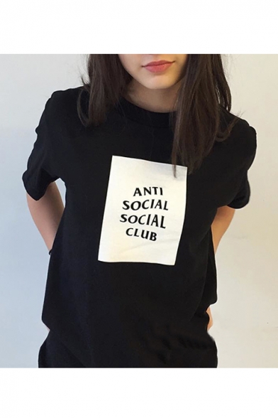 ANTI SOCIAL SOCIAL CLUB Letter Contrast Square Printed Short Sleeve Round Neck Tee