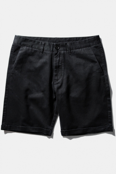 New Arrival Plain Straight Legs Casual Shorts with Slanting Pockets