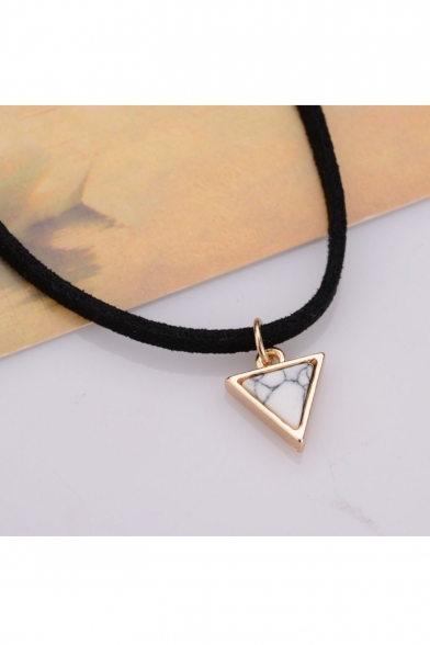 New Fashion Retro Velvet Strap Turquoise Triangle Design Necklace
