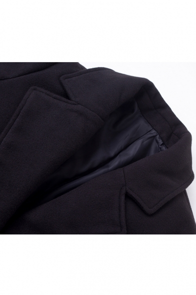 Oversized Notched Lapel Single Breasted Long Sleeve Plain Tunic Coat