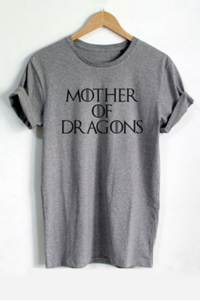 Couple MOTHER OF DRAGONS Letter Printed Short Sleeve Round Neck Tee