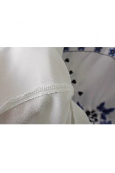 Summer Round Neck Short Sleeve Porcelain Embroidery Casual T-Shirt
