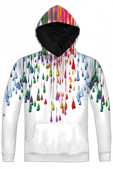 Unisex Drawstring Hooded Color Block Long Sleeve Hoodie Sweatshirt with One Pocket