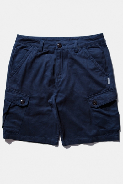 Summer's Fashion Mid Waist Plain Shorts with Multi Pockets