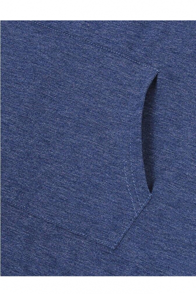 Asymmetric Hem Hooded Half Sleeve Plain Sweater with A Kangaroo Pocket