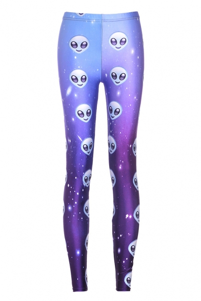Galaxy Alien Printed Ombre Fashion Skinny Basic Leggings