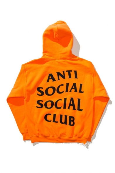 Unisex ANTI SOCIAL SOCIAL CLUB Letter Printed Back Hooded Long Sleeve Hoodie Sweatshirt