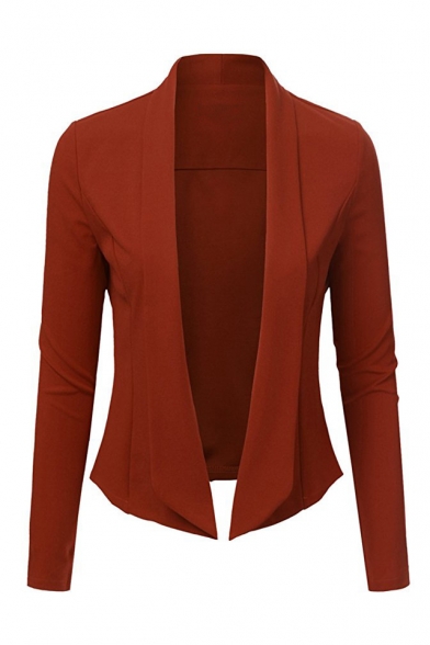 Women's Open Front Lapel Solid Color Long Sleeve Blazer