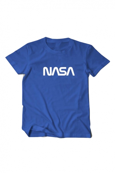 Unisex NASA Printed Short Sleeve Round Neck Off-Duty Tee