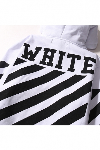 Color Block Striped Letter Printed Long Sleeve Cotton Unisex Oversize Hoodie