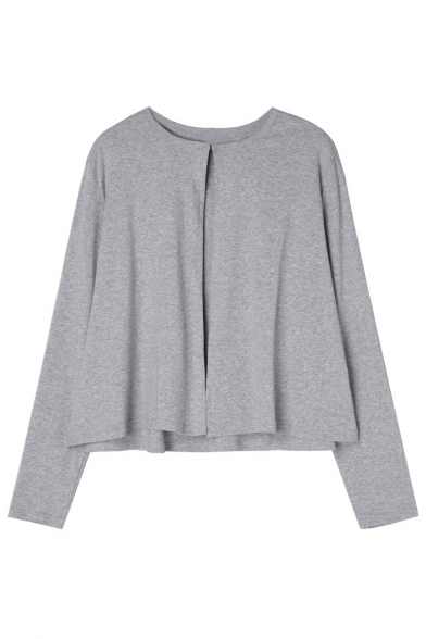 New Arrival Round Neck Long Sleeve Single Button Plain Cardigan