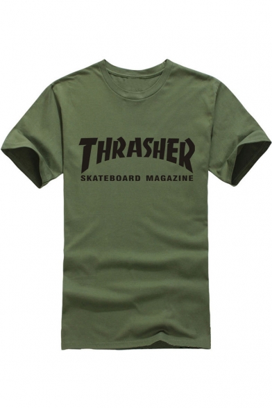 Unisex THRASHER Letter Printed Short Sleeve Round Neck Casual Tee