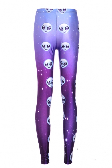 Galaxy Alien Printed Ombre Fashion Skinny Basic Leggings
