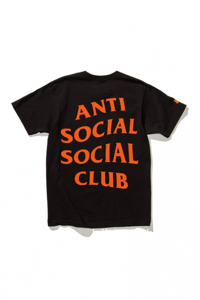 

Contrast ANTI SOCIAL SOCIAL CLUB Printed Short Sleeve Round Neck Off-Duty Tee, Black;orange