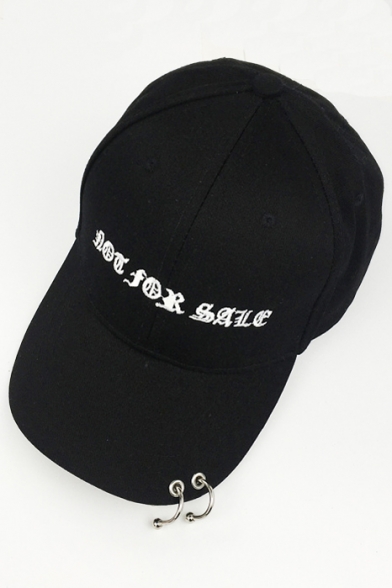 Fashion Adjustable Embroidery Gothic Letter Outdoor Baseball Cap with Embellished Rings