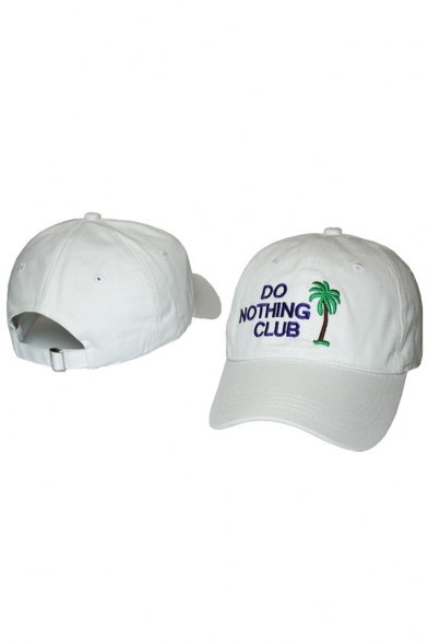 Letter Coconut Palm Embroidered Adjustable Outdoor Baseball Cap
