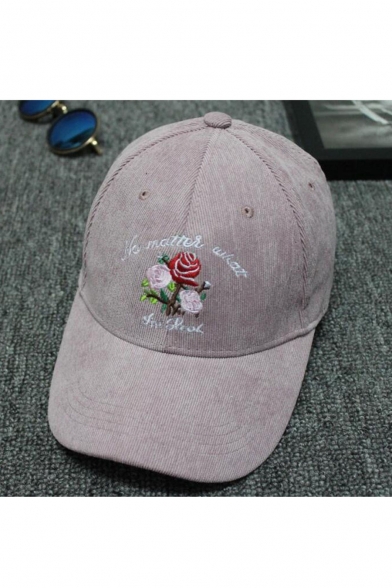 Hip-hop Embroidery Floral Pattern Outdoor Baseball Corduroy Cap