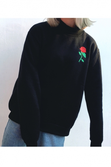 rose embroidered sweater