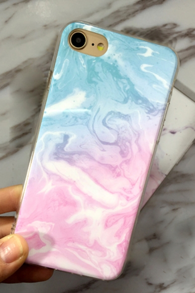 Fashion Color Block Marble Pattern Silica Gel Soft Case for iPhone