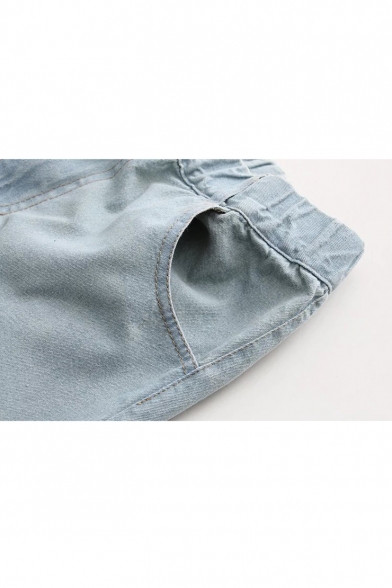 New Fashion Ripped Raw Edge Asymmetrical Cuff Capri Jeans